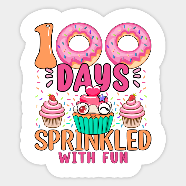 100 Days Sprinkled With Fun Cupcake 100th Day Of School Sticker by ArtistTee ⭐⭐⭐⭐⭐